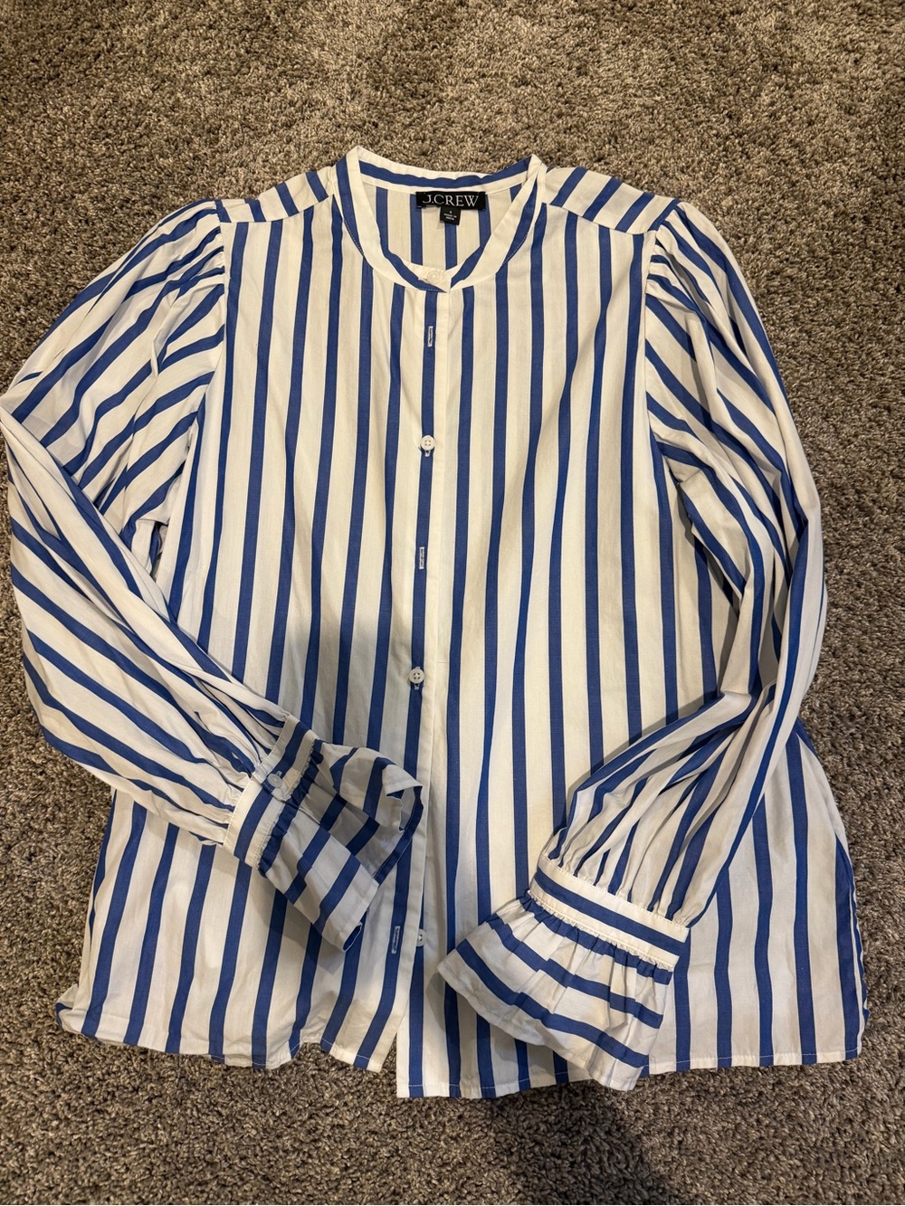 J. Crew Blue & White Striped Button-Front Top
